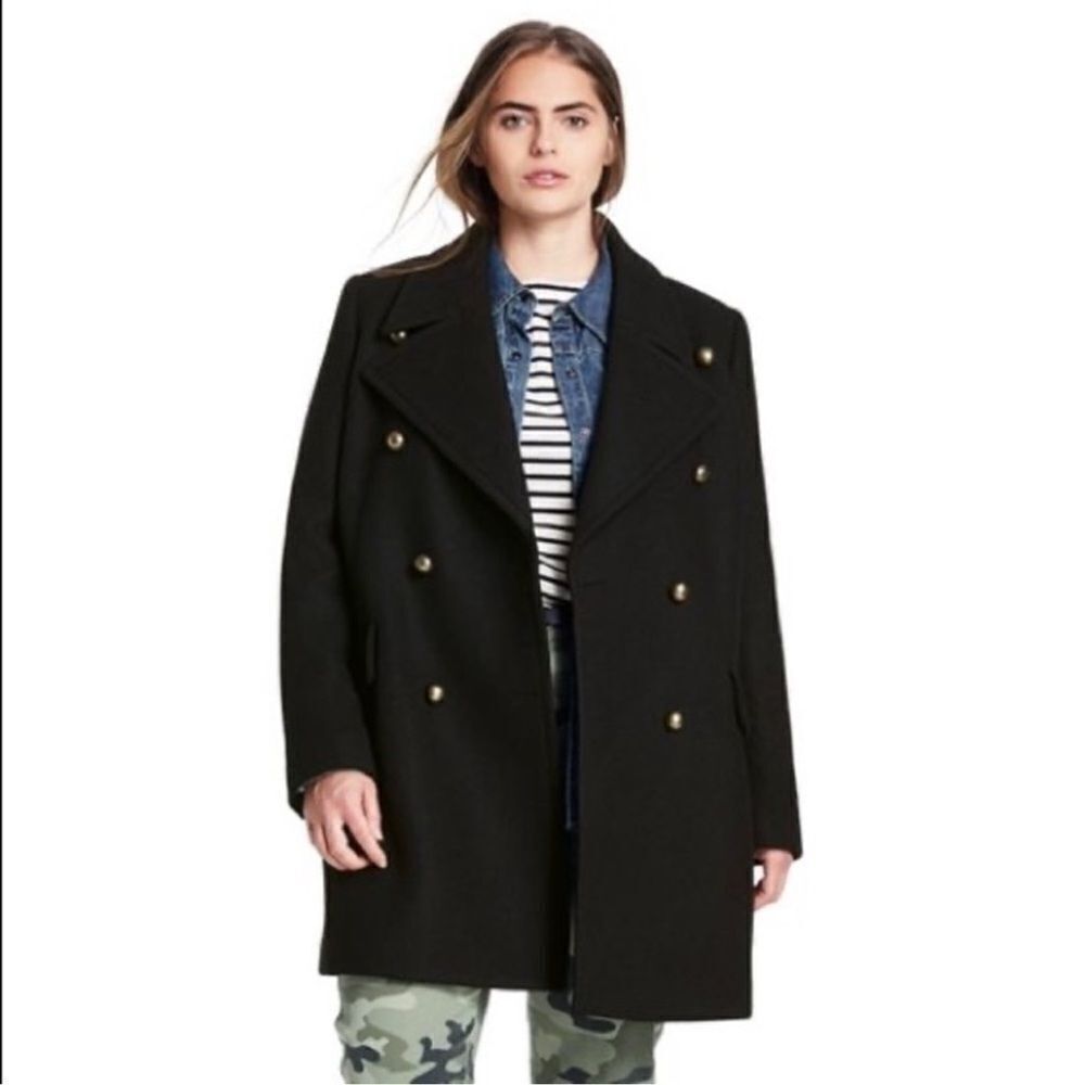 Nili Lotan For Target‎ Coat L Black Double Breasted C48